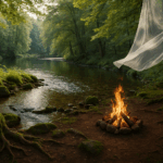 Représentation naturelle des quatre éléments dans un paysage inspirant pour un stage de yoga Kundalini