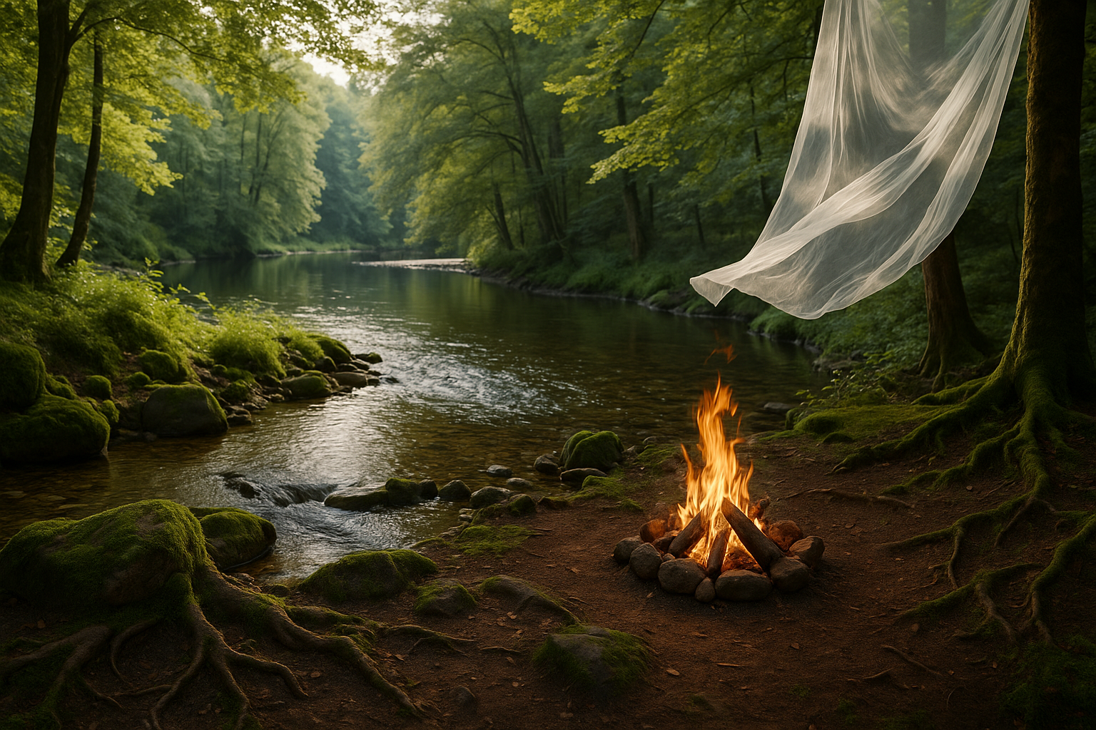 Représentation naturelle des quatre éléments dans un paysage inspirant pour un stage de yoga Kundalini